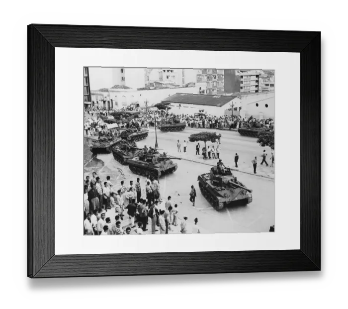 Framed Print : Civilians Watch Tanks Roll In During Revolt Framed Print : Civilians Watch Tanks Roll In During Revolt