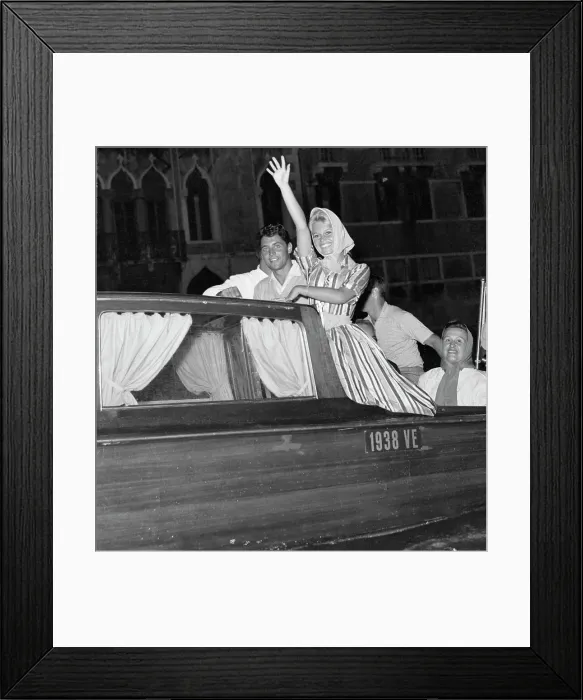 Framed Print : Brigitte Bardot Waves from Gondola Framed Print : Brigitte Bardot Waves from Gondola