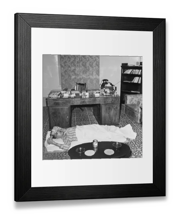 Framed Print : Abdel Karim Kassem Sleeping in Office Framed Print : Abdel Karim Kassem Sleeping in Office