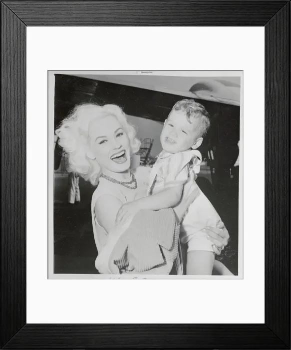 Framed Print : Mamie Van Doren Holding Her Infant Son Framed Print : Mamie Van Doren Holding Her Infant Son
