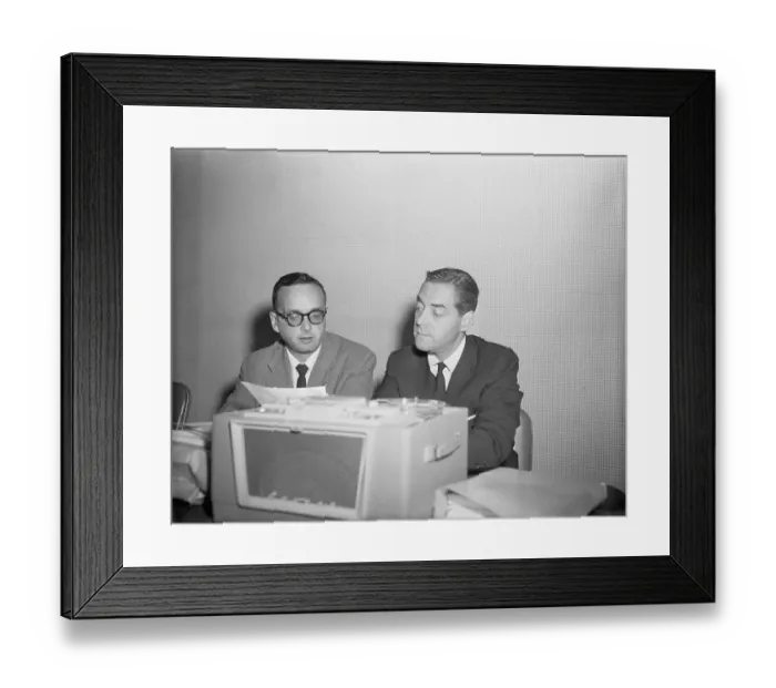 Framed Print : Jack Barry and Dan Enright Listening to a Tape Recording Framed Print : Jack Barry and Dan Enright Listening to a Tape Recording
