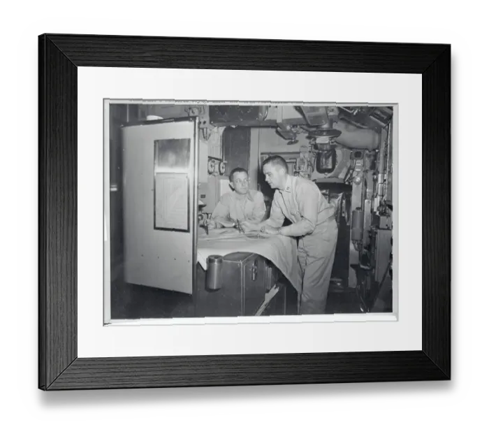 Framed Print : Commander and Officer Conversing Aboard Submarine Framed Print : Commander and Officer Conversing Aboard Submarine