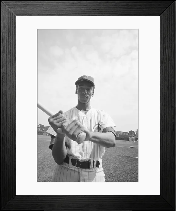Framed Print : Ernie Banks Holding Baseball Bat Framed Print : Ernie Banks Holding Baseball Bat