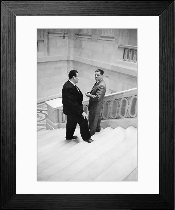 Framed Print : Jimmy Hoffa Talking with Barney Baker Framed Print : Jimmy Hoffa Talking with Barney Baker