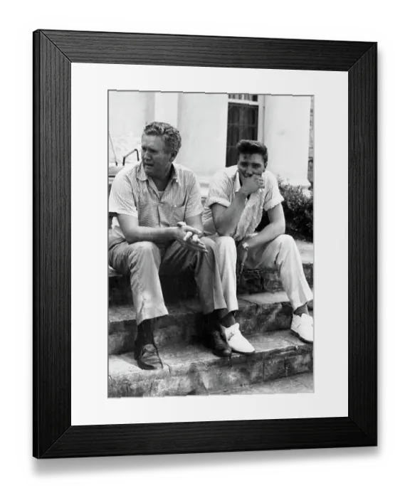 Framed Print : Private Elvis Presley Sits With Father Framed Print : Private Elvis Presley Sits With Father