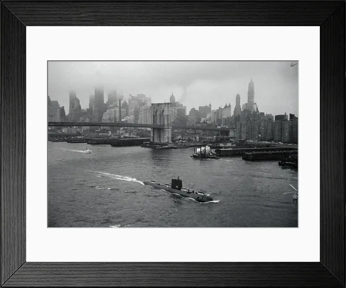 Framed Print : Nuclear Submarine Passing New York View Framed Print : Nuclear Submarine Passing New York View