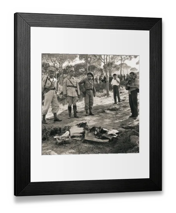 Framed Print : Soldiers View Wreckage of Crashed Plane Framed Print : Soldiers View Wreckage of Crashed Plane