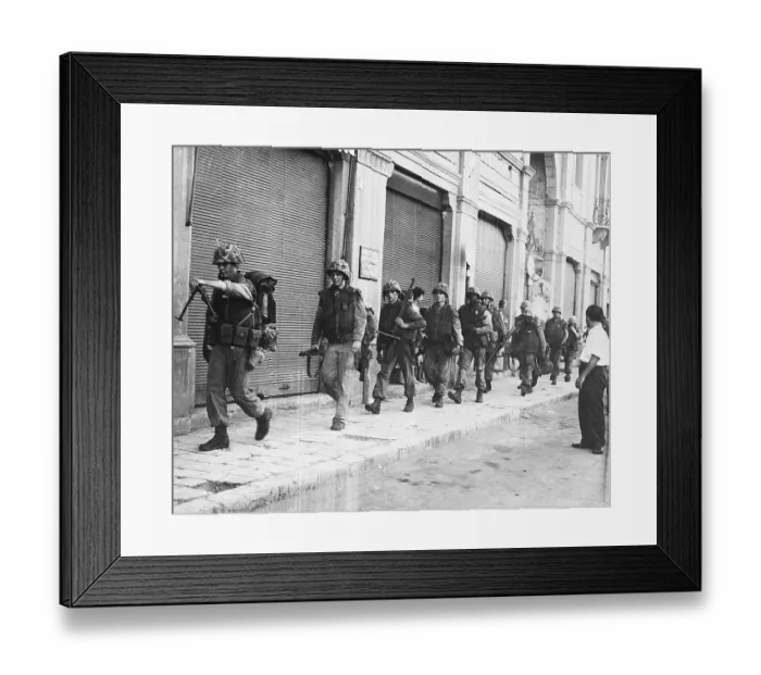 Framed Print : US Marines March Past Shuttered Shops In Beirut 1958 Framed Print : US Marines March Past Shuttered Shops In Beirut 1958