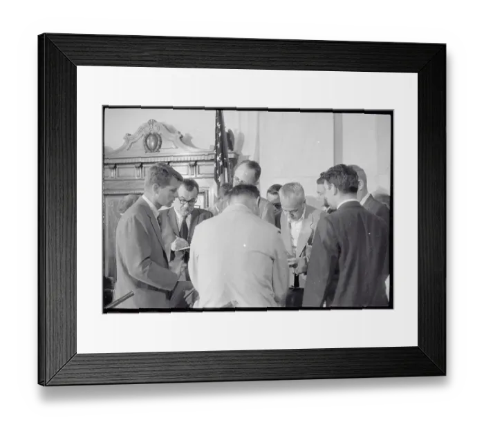 Framed Print : Robert Kennedy Speaking with Reporters