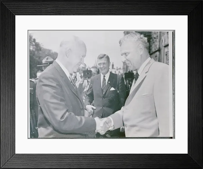 Framed Print : Dwight Eisenhower and John Diefenbaker Shaking Hands Framed Print : Dwight Eisenhower and John Diefenbaker Shaking Hands