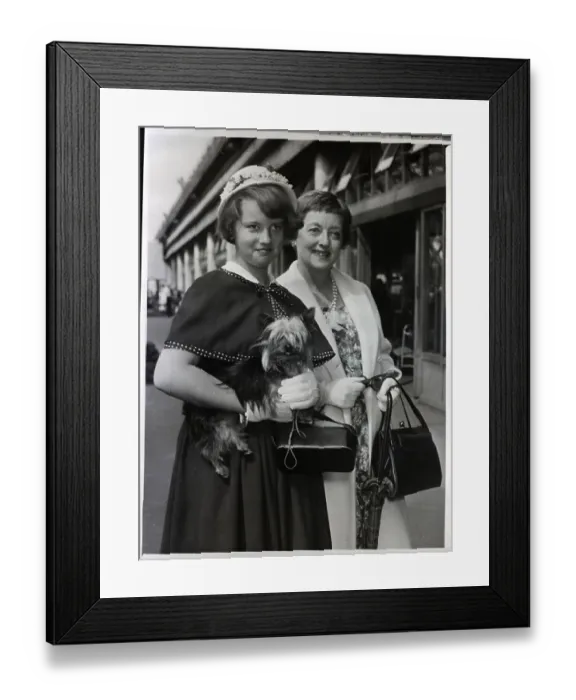 Framed Print : Bette Davis And Daughter Barbara Holding Dog Framed Print : Bette Davis And Daughter Barbara Holding Dog