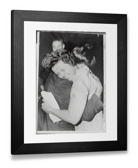 Framed Print : Mrs. James Foster Crying and Embracing Her Husband Framed Print : Mrs. James Foster Crying and Embracing Her Husband