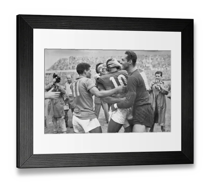 Framed Print : Brazilian Team with Pele After World Cup Victory Framed Print : Brazilian Team with Pele After World Cup Victory