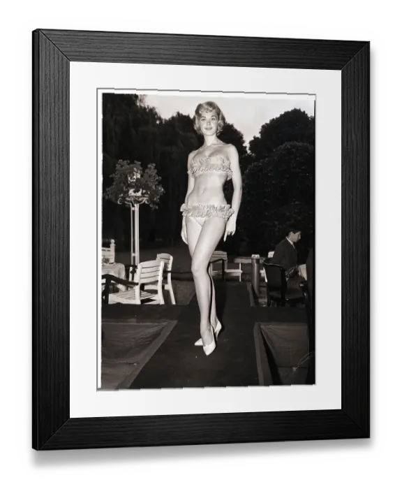 Framed Print : Woman Modeling Ruffled Bikini Framed Print : Woman Modeling Ruffled Bikini