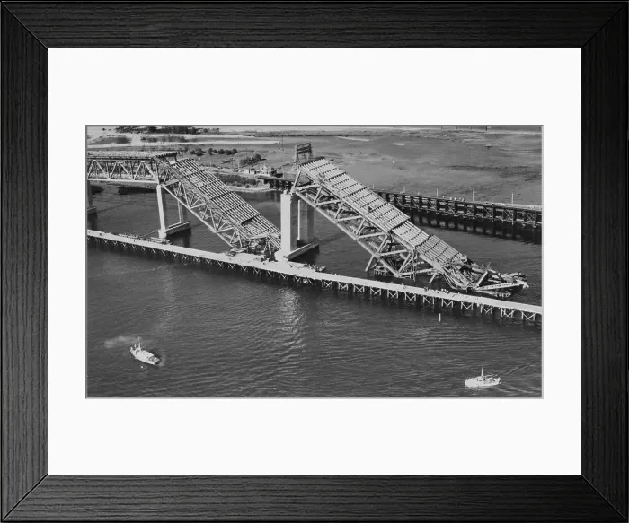 Framed Print : Collapsed Spans of the Second Narrows Bridge