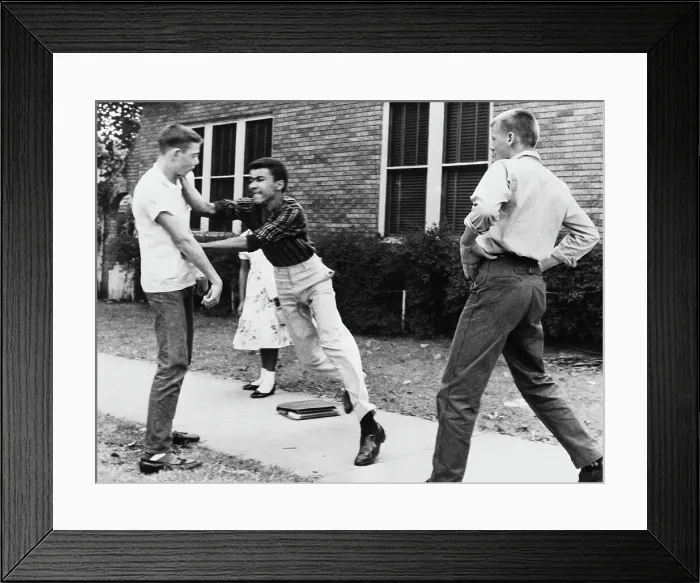 Framed Print : Black Student Fighting Back Framed Print : Black Student Fighting Back