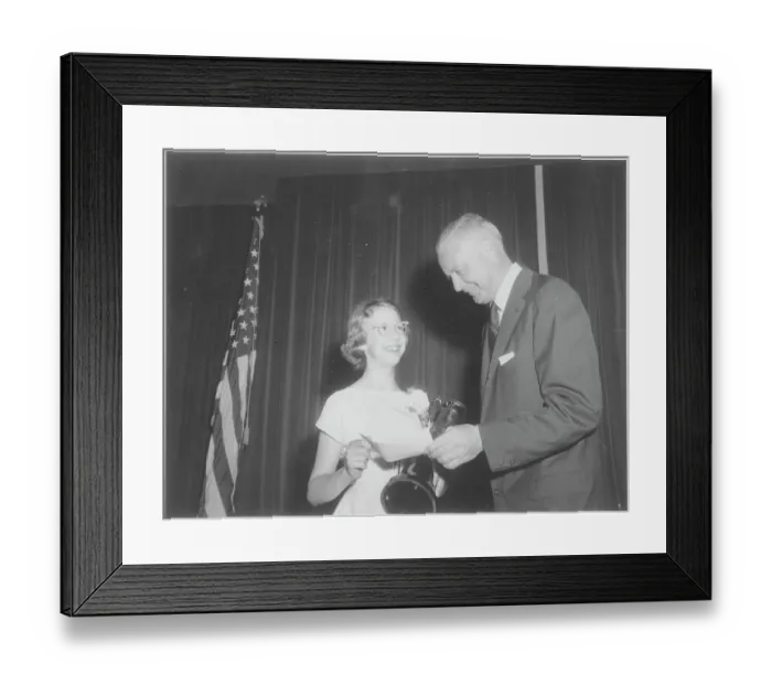 Framed Print : Spelling Bee Winner Receiving Her Award Framed Print : Spelling Bee Winner Receiving Her Award