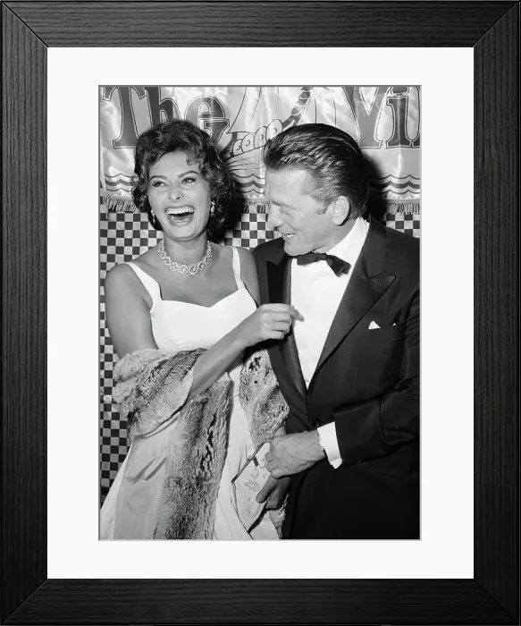 Framed Print : Sophia Loren, Kirk Douglas, Lauging Framed Print : Sophia Loren, Kirk Douglas, Lauging