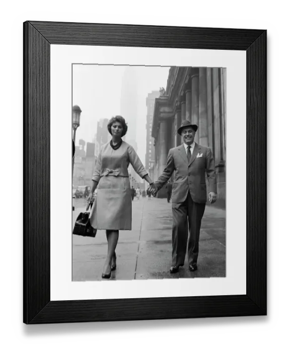 Framed Print : Sophia Loren And Her Director Husband Framed Print : Sophia Loren And Her Director Husband