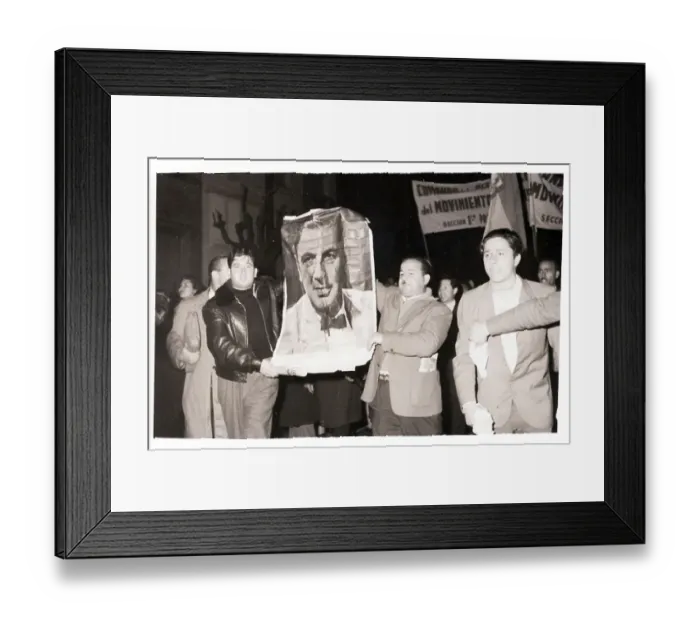 Framed Print : Peronistas Carry Sign with Picture of Peron Framed Print : Peronistas Carry Sign with Picture of Peron