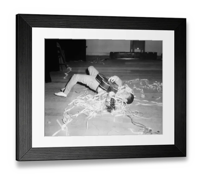 Framed Print : Guitarist Gyrating in Reclining Position Framed Print : Guitarist Gyrating in Reclining Position
