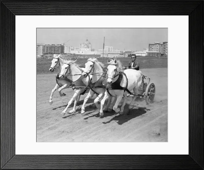 Framed Print : Charlton Heston Training on Chariot