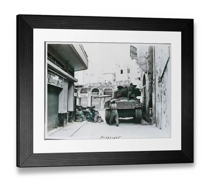 Framed Print : Soldiers Firing From Tank Barrricade Framed Print : Soldiers Firing From Tank Barrricade