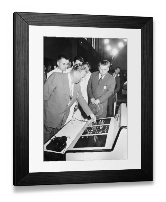 Framed Print : Josip Broz Tito Activating a Nuclear Reactor Framed Print : Josip Broz Tito Activating a Nuclear Reactor