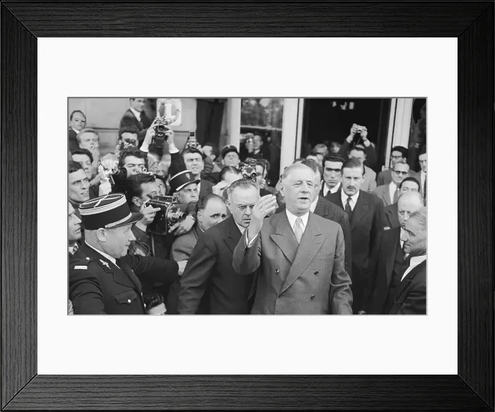 Framed Print : General Charles de Gaulles at Press Conference Framed Print : General Charles de Gaulles at Press Conference