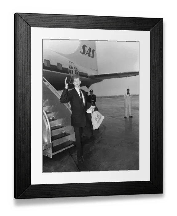Framed Print : Van Cliburn Stepping Off Plane