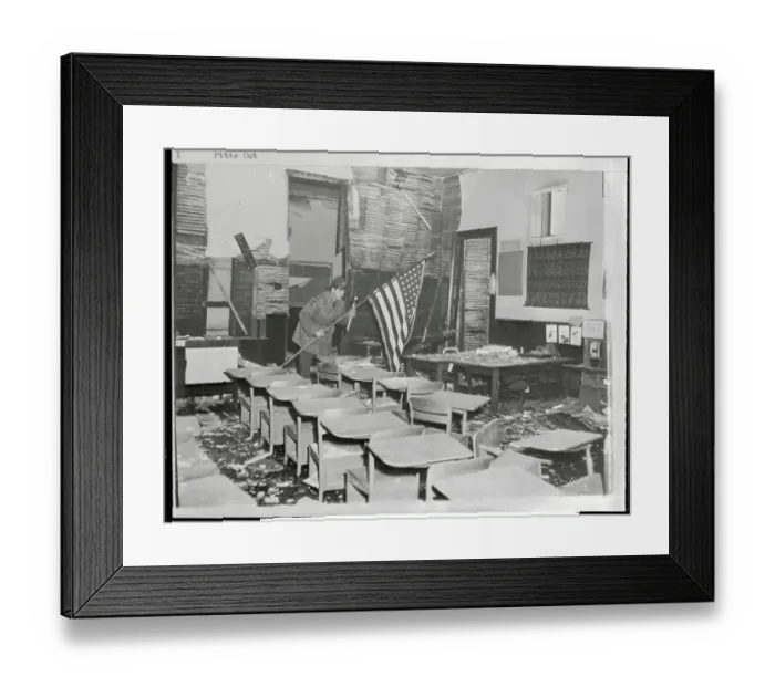 Framed Print : Inspecting Bombed School Framed Print : Inspecting Bombed School