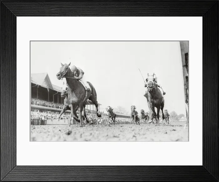 Framed Print : Winning Horse Racing Towards Finish Line Framed Print : Winning Horse Racing Towards Finish Line