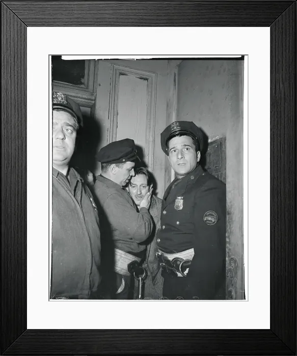 Framed Print : Patrolman Comforting Rescued Man Framed Print : Patrolman Comforting Rescued Man
