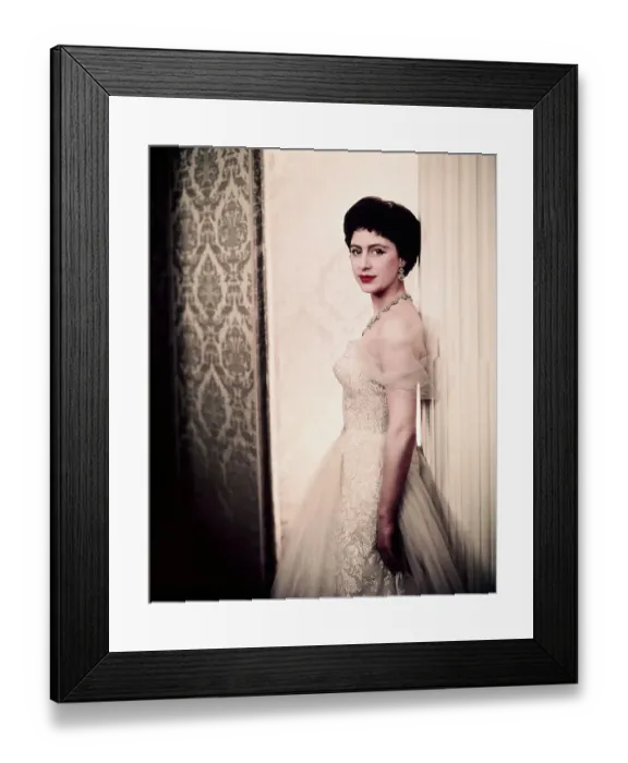 Framed Print : Portrait of Princess Margaret Wearing White Dress Framed Print : Portrait of Princess Margaret Wearing White Dress