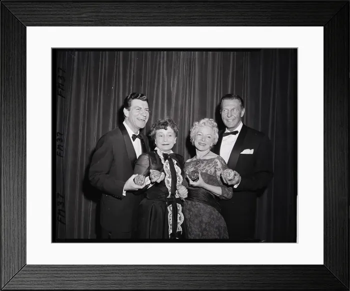 Framed Print : Actors Pose W / Tony Award Medals