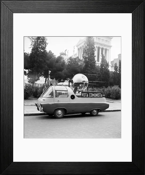 Framed Print : Auto Float With Model Of Soviet Sputnik Framed Print : Auto Float With Model Of Soviet Sputnik