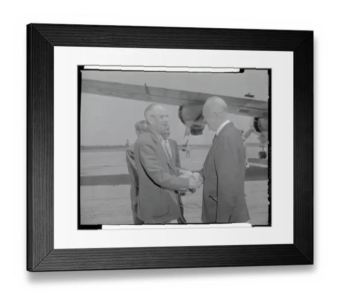 Framed Print : President Eisenhower Shaking Hands with Cliff Roberts Framed Print : President Eisenhower Shaking Hands with Cliff Roberts