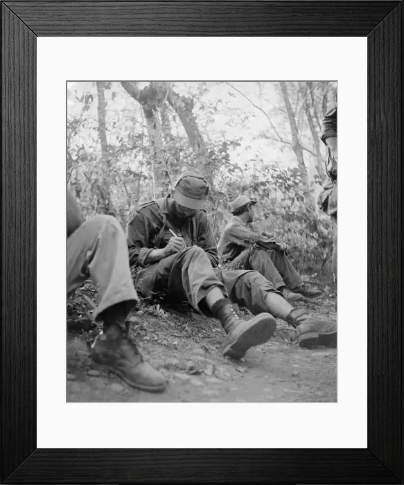 Framed Print : Fidel Castro Writing a Letter Under Tree