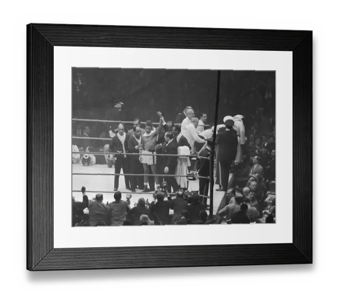 Framed Print : Announcer Raising Sugar Ray Robinson's Hand Framed Print : Announcer Raising Sugar Ray Robinson's Hand
