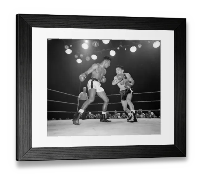 Framed Print : Sugar Ray Robinson and Carmen Basilio Boxing Framed Print : Sugar Ray Robinson and Carmen Basilio Boxing
