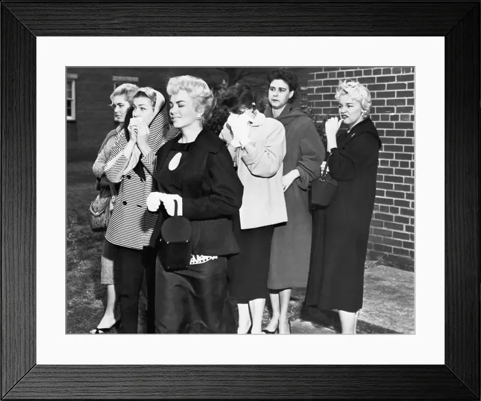 Framed Print : Group Of Women Watching Elvis Depart