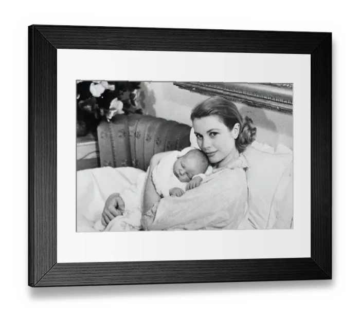 Framed Print : Princess Grace Holds Newborn Son, Albert Framed Print : Princess Grace Holds Newborn Son, Albert