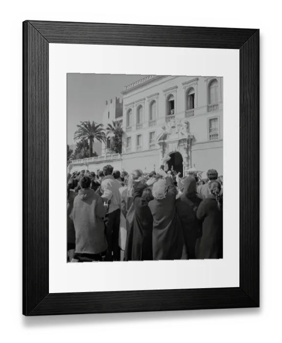 Framed Print : Prince Rainier Holding Daughter in Window Framed Print : Prince Rainier Holding Daughter in Window