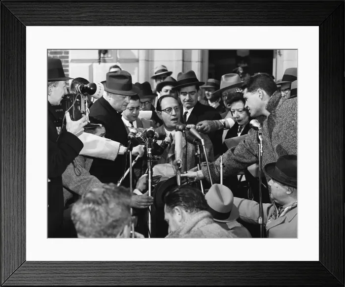 Framed Print : Nathan Leopold Speaking to Newsmen Framed Print : Nathan Leopold Speaking to Newsmen