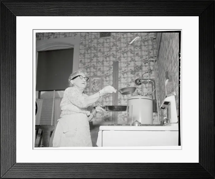 Framed Print : Mrs. Eugenia Frazier Cooking Pancakes Framed Print : Mrs. Eugenia Frazier Cooking Pancakes