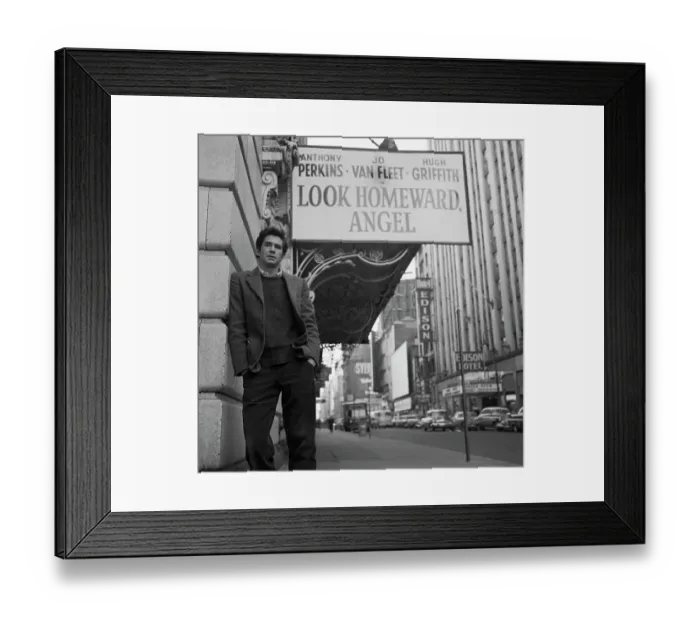 Framed Print : Tony Perkins Stands Outside Theater