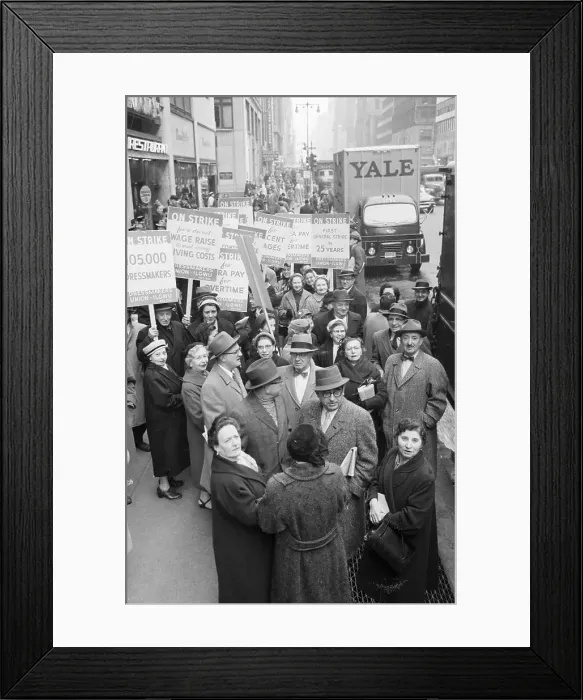 Framed Print : Garment Workers on Strike with Signs Framed Print : Garment Workers on Strike with Signs
