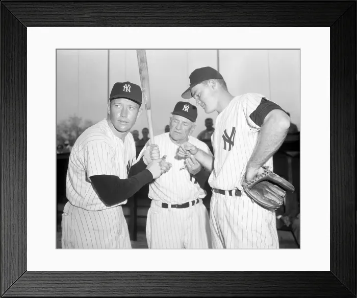 Framed Print : Mickey Mantle with Casey Stengel and Deron Johnson