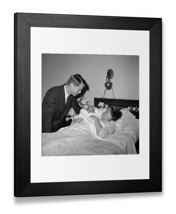 Framed Print : Robert Kennedy with His Wife and Newborn Framed Print : Robert Kennedy with His Wife and Newborn
