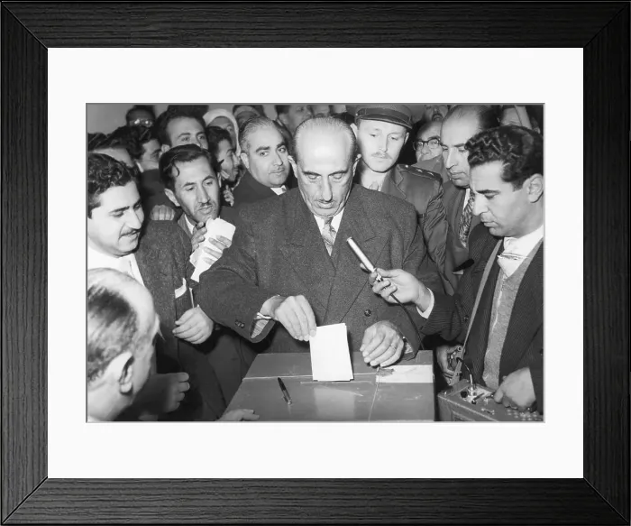 Framed Print : Shukri Al-Kuwatly Placing Ballot in Box Framed Print : Shukri Al-Kuwatly Placing Ballot in Box